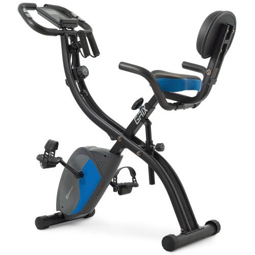 Велотренажер магнітний Hop-Sport HS-3010X Grix X-Bike з еспандерами чорно-синій 5902308228818 фото