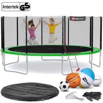 Батут Hop-Sport 16ft (488см) зелений із зовнішньою сіткою 5906190237798 фото